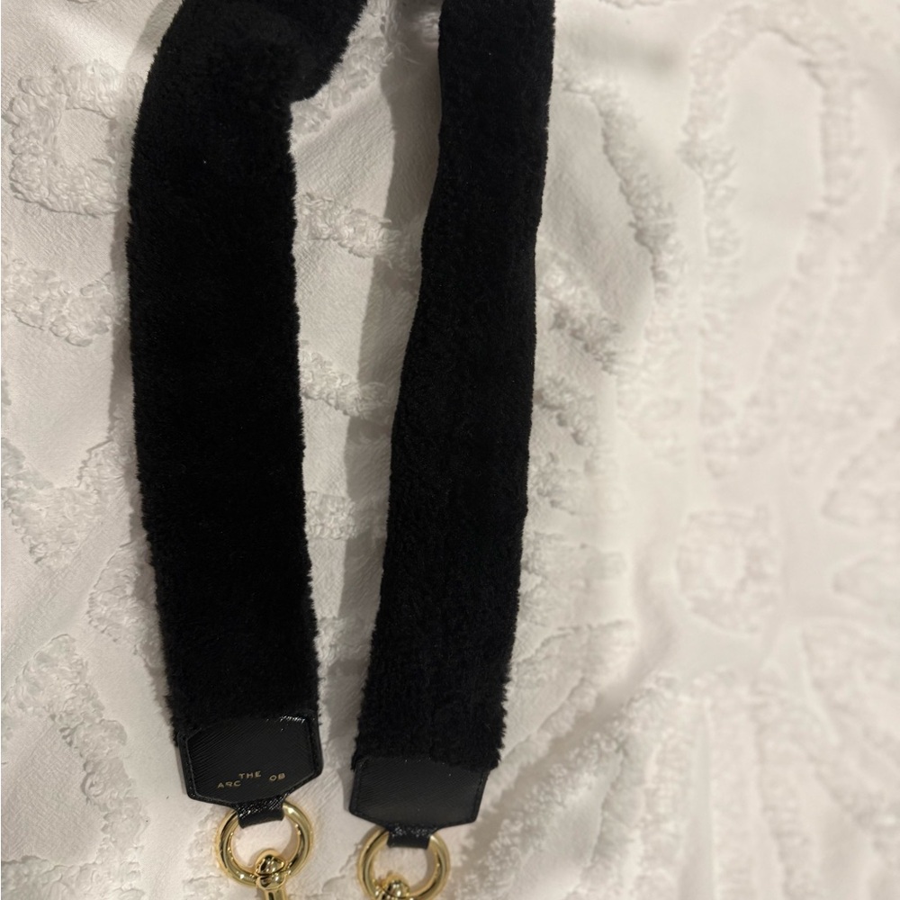Marc Jacobs Black Faux Fur Strap with Gold Rings